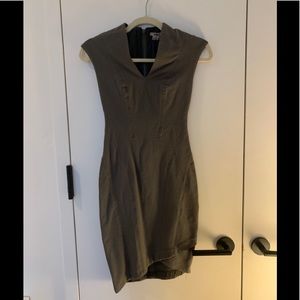 Helmet Lang wrap style olive bodycon dress